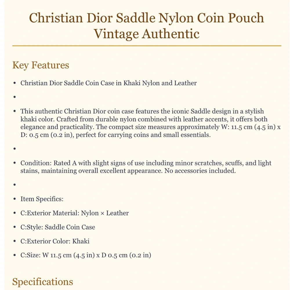 Dior Beige Key Pouch